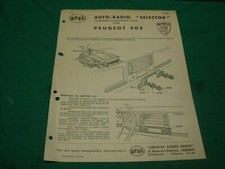 PEUGEOT 403 FEUILLET ACCESSOIRE AUTO RADIO AREL SELECTOR 1958 D ORIGINE
