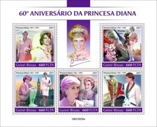 Guinée-bissau - 2021 Princesse Diana Anniversaire - Tampon Souvenir Drap