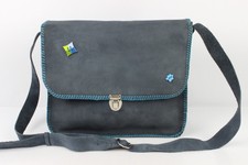 VINTAGE Sac Bandoulière Besace / Cartable Cuir Nubuck Gris TRES BON ETAT