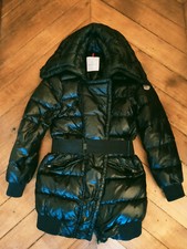 Doudoune mi longue femme 38 MONCLER noire/bleue très foncée avec ceinture  