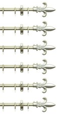House bulk pack 6 x rideaux extensible poteaux 180-330 cm argent fleur de lys