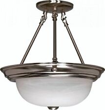 Nuvo 60-201 Ceiling Light  Brushed Nickel Semi Flush Dome w/ Alabaster Glass 13"