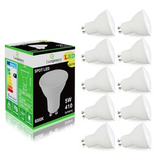 Pack de 10 Ampoules Led GU10 5W eq. 50W Halogène  Blanc Froid 120°