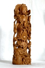 Statuette sculpture Gwan Yin Kwan Yin Bois H31,3cm Bouddha Tibet Nepal 