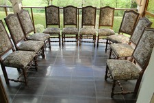 Chaise vintage rustique capitonnée - Vente à l'unité - bois tissu - Bon état