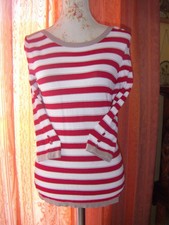  PULL RAYé  COL BATEAU  "UN JOUR AILLEURS"   T.1