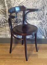 ANCIEN FAUTEUIL BOIS COURBé FONCé-DESIGN 1950-60-50 DLG BAUMANN