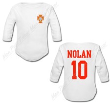 Body Bébé Football Maillot Portugal personnalisé avec prénom et numéro au dos
