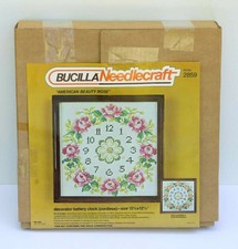 VTG Bucilla Needlecraft KIT 2859 Embroidery CLOCK and Frame pieces only READ 