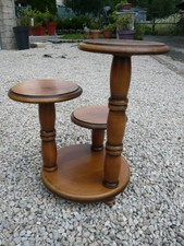  ETAGERE PORTE PLANTES EN BOIS TOURNE - plateaux massifs - Hauteur 46 cm  