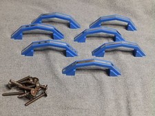 7 Vintage Blue Chrome Cabinet Door Drawer Pulls Old Hardware NOS With Screws 4