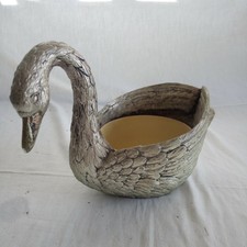 Vintage Grand Cygne Cache Pot Plante Brass Swan Vide Poche Déco 30  Cm 