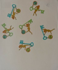 MAQUETTE POUR PAPIER PEINT A DECOR EROTIQUE GOUACHE SUR PAPIER VERS 1970-80 (5)