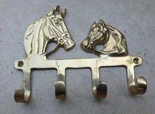 Laiton antique 4 crochets Cheval serviette Crochets Cintre Key Holder chevaux