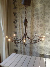 Lustre Italien suspension plafonnier  en Fer Forgé brun 8 branches "Ombrelle"