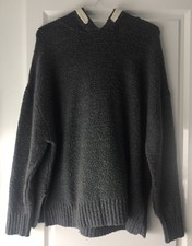 Pull Mi Long Maille Bouclettes Gris Capuche ZARA 13 14 Ans 36