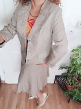 TAILLEUR femme 4850 ensemble veste+jupe M&S Mode lin beige