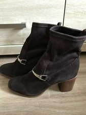 Neuf Prochain Femmes Taille UK 7 marron chaussette Bottes Daim Cuir Bloc Talon Confortable RRP £ 75