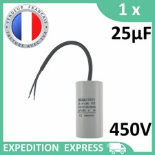 Condensateur moteur 25µF 25uF 450V à fils câble CBB60 démarrage/permanent