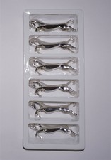 6 PORTES COUTEAUX CHEVAUX BONDISSANTS METAL ARGENTE tbe DANS SA BOITE