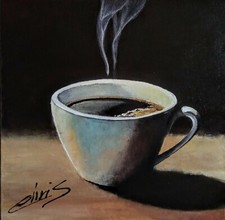  TABLEAU PEINTURE TOILE LA TASSE À CAFÉ ORIGINAL DECO CUISINE SIGNE CHRISK