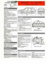 R21 TD GTD dep 90 Fiche Technique Renault