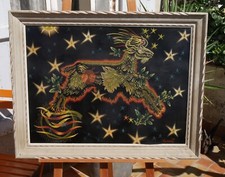 TABLEAU RARE LITHOGRAPHIE ANCIENNE TAPISSERIE BOUC ET LA NUIT LURCAT