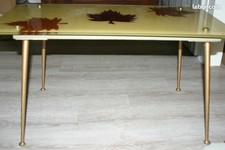 Vintage Table basse plateau en verre piètement métal années 50/60 Très Bon état