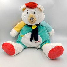 Doudou ma cachette à pyjama ours blanc bleu jaune Mr Paul BABY NAT - Ours Range 