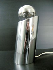 LAMPE VINTAGE 1970 CYLINDRE INCLINé SPACE AGE 70s METAL CHROME SEVENTIES