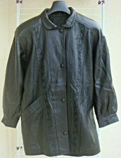 VESTE NOIRE 3/4 - MODÈLE FEMME - TAILLE 38 - CUIR VÉRITABLE AGNEAU