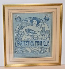 ALFONS MUCHA Lithographie Revue Habitation Pratique ART NOUVEAU 1910