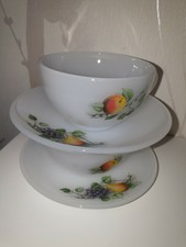 TBE Lot 6 tasses à Café sous Arcopal France 1970 Motif Pomme Orange Raisin Poire