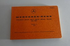 Bildtkatalog / Catalogue des Pièces Mercedes-benz W 108 250 S 250 Se 280 280
