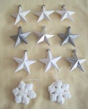 11 DECORATIONS DE SAPIN DE NOEL ETOILES ET FLOCONS 7CM DIAMETRE