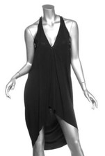 RICK OWENS ISLAND S/S 13 Black Loose Fit Sleeveless V-Neck Dress Tunic Top 6 M