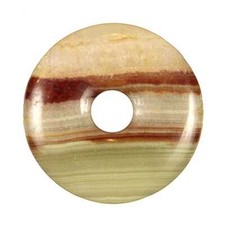 Donut Pi Chinois en aragonite verte pour pendentif - Diam: 3 cm
