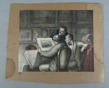 lithographie Honoré Daumier Trois amateurs devant la Revue Nocturne de Raffet