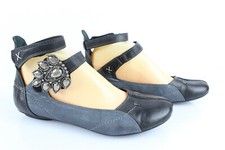 REGARD Ballerines à Brides Cuir Noir et Gris T 38 Très bon état