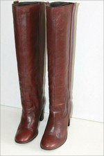 TEXTO Bottes Cavalièrs à Talons Cuir Souple Bordeaux T 37 TBE