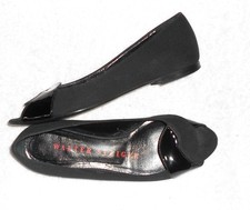 WALTER STEIGER ballerines toile noire et cuir verni P 37 ½ TBE