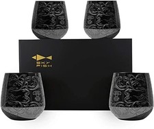 SKY FISH Verres à Vin Sans Pied - Ensemble de 4 Verres à Cocktail en Acier Inoxy