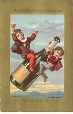 CHROMO #CL29496 LA BELLE JARDINIERE ENFANTS VOLENT SUR BOUTEILLE CHAMPAGNE GEAN