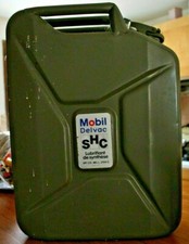 Ancien vintage Mobil oil jerrican bidon huile 5 US GALLON 20 litres publicité
