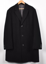 HUGO BOSS Noir Étiquette Stratus Hommes Laine Cachemire Manteau Taille EU56 UK46