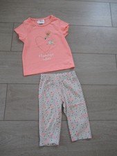 Pyjama fille été en coton pantacourt gris + tee-shirt flamant rose Taille 4 ans