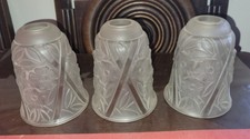 3 Tulipes Art Deco en verre moulé pour lampe lustre hettier degué hanots muller