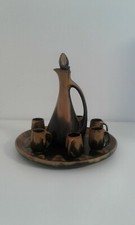 DENBAC- GRES FLAMME-service a liqueur-pichet-broc-plateau-verre-PARFAIT ETAT