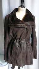 ARMANI JEANS Trench Fausse fourrure simili cuir marron T.40