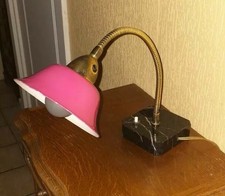  Ancienne Lampe de Chevet /Bureau - Année 50-Réflecteur en Métal-Socle en Marbre